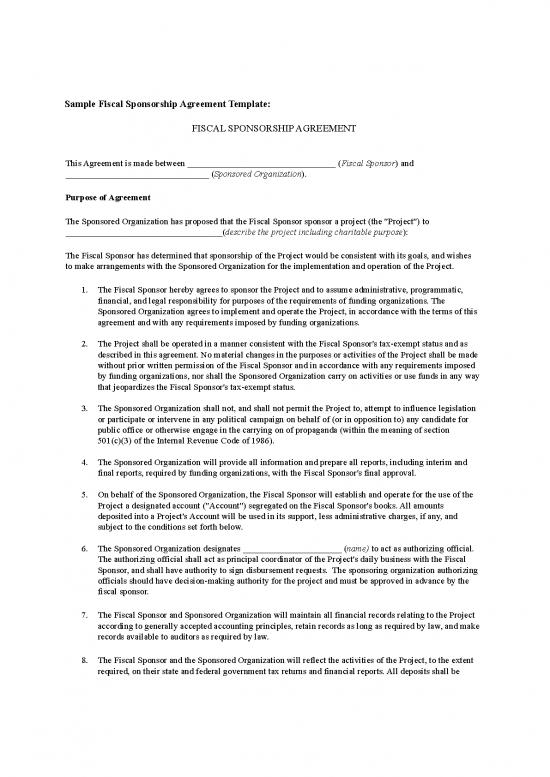 picture_Agreement Pdf 201362 | Bcf Sample Fiscal Sponsor Agreement Template