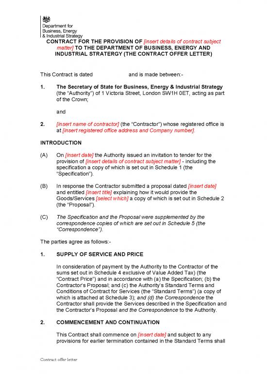 Contract Template Pdf 201286 | Beis Contract Offer Letter Template