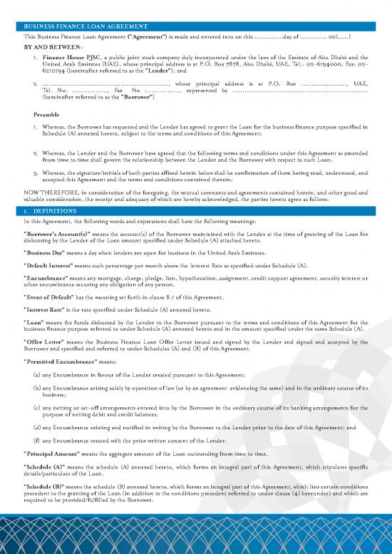 picture Agreement Sample 202805 | Business Finance Loan Agreement Eng1