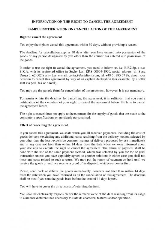 picture Agreement Form 202431 | Cancellation