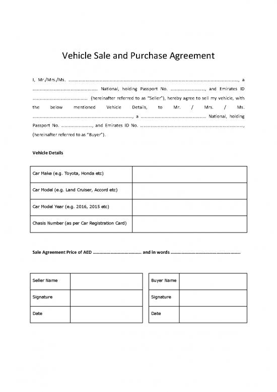 7 Printable Car Sale Agreement Files | Download Free Collection Files