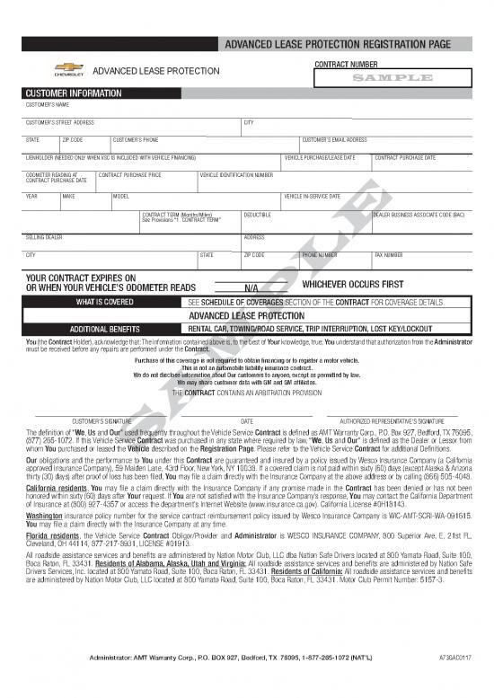 picture Lease Template 202560 | Chevy Advanced Lease Protection Sample Contract