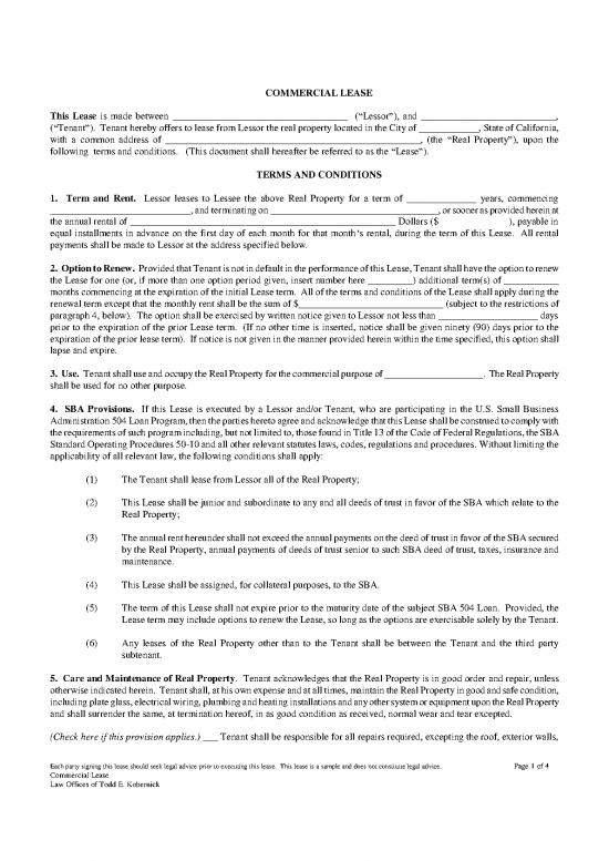 picture Lease Template 201382 | Commercial Lease For Epc