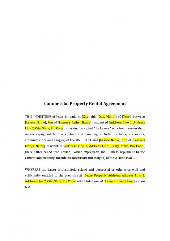Lease Agreement Template 203006 Commercial Property Rental Agreement Format