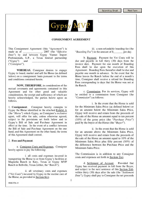 picture Agreement Form 202914 | Consignment Agreement Editable