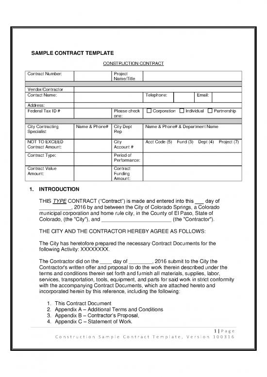 picture_Simple Construction Contract Pdf 201436 | Construction Sample Contract Template Version 100316