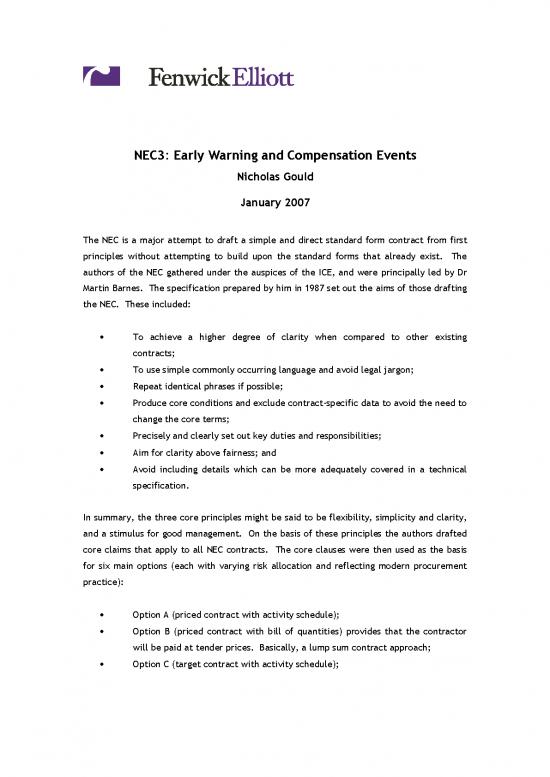 picture Contracts Pdf 202788 | Contract 12   Nec3   Early Warning And Compensation Events