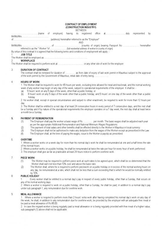 picture Contract Template Pdf 201828 | Contract Of Employment Construction
