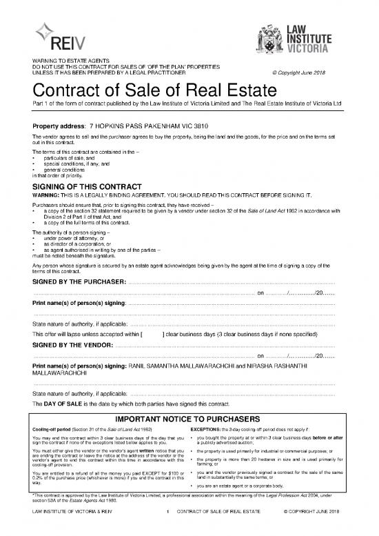 picture Agreement Contract Sample 202704 | Contract Of Sale And Section 32