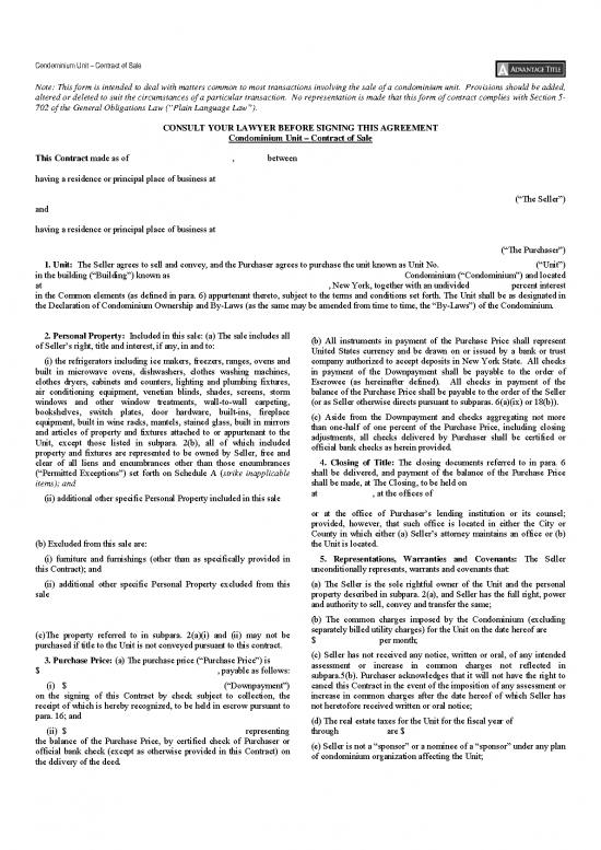 picture Agreement Contract Sample 202367 | Contract Of Sale Condominium Letter