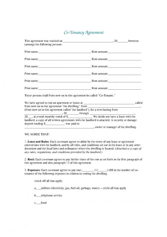 picture Lease Agreement Template 202474 | Cotenancy