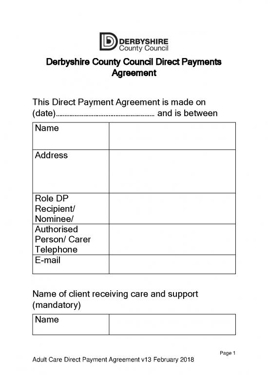 picture Agreement Sample 202679 | Direct Payment Agreement And Explanation Large Print