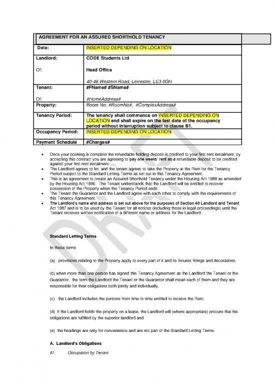 picture Agreement Contract Sample 201343 | Draft Tenancy Agreement 2022 23 V2