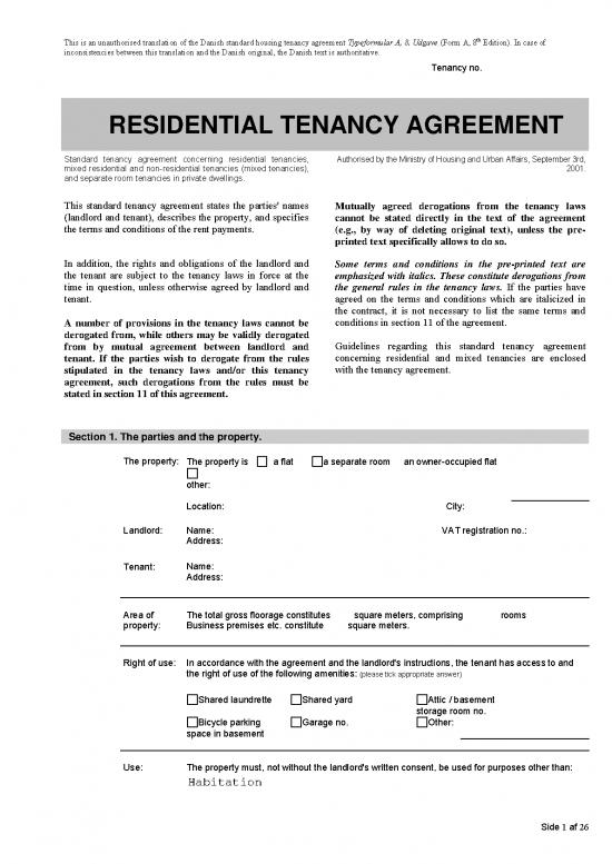 picture Tenant Agreement Template 202534 | English Standard Rental Agreement