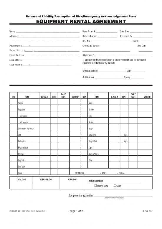 picture Rental Agreement Pdf 202329 | Equipment Rental Agreement