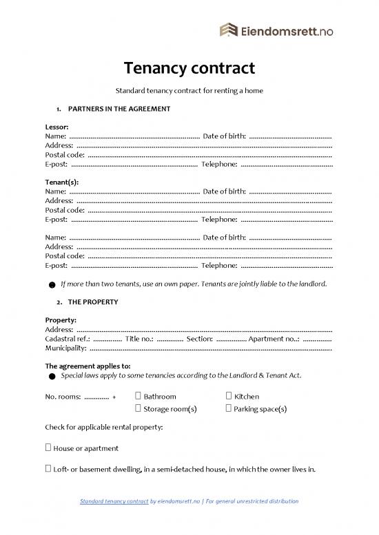 picture Agreement Contract Sample 202735 | Husleiekontrakt Engelsk