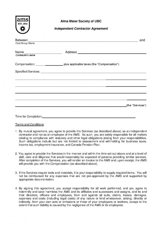 picture Agreement Sample 202418 | Independent Contractor Agreement Template