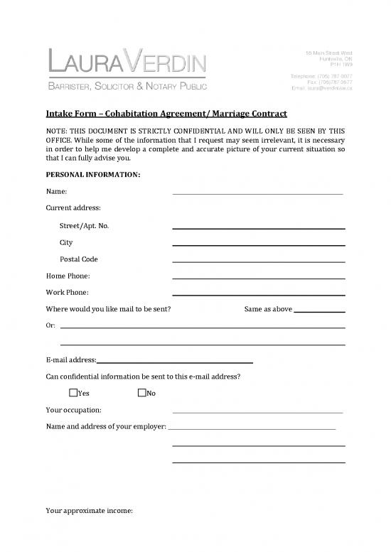 picture Agreement Contract Sample 202299 | Intake Form Cohabitation Agreement Marraige Contract
