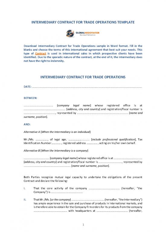picture Sales Agreement Pdf 202861 | Intermediary Contract For Trade Operations Contract Template Sample