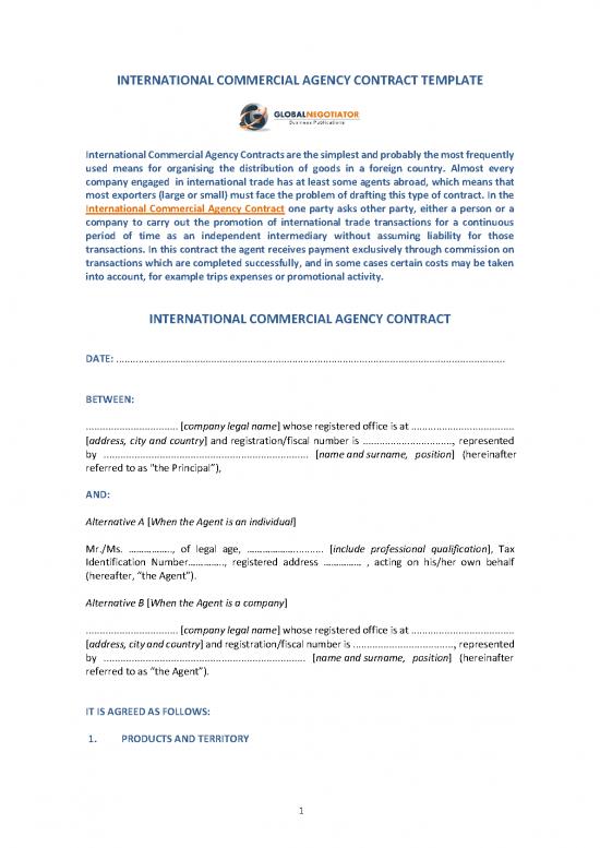 picture Contracts Pdf 202862 | International Commercial Agency Contract Template Sample