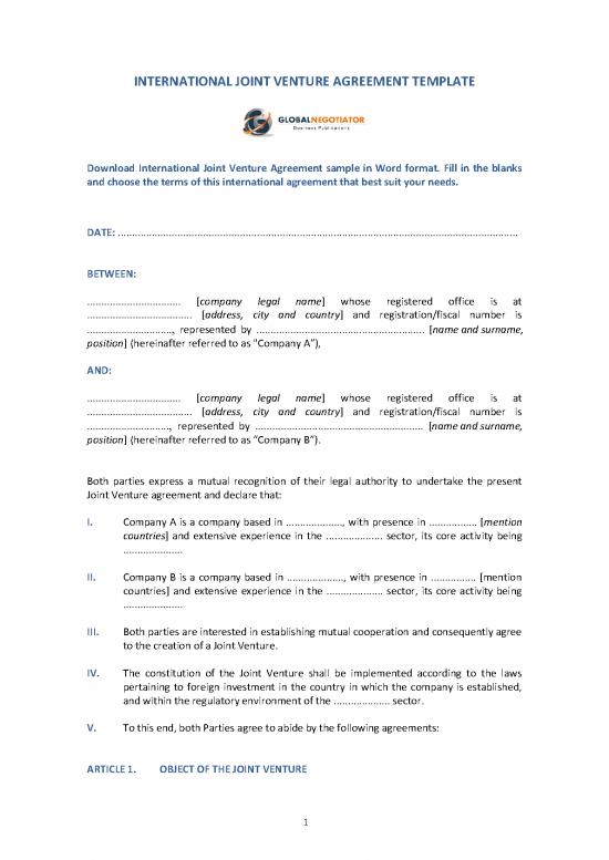 picture1_Joint Venture Agreement Pdf 202859 | International Joint Venture Agreement Sample Template