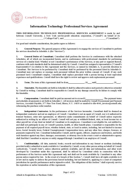 picture Agreement Sample 202684 | It Prof Services Agrmt