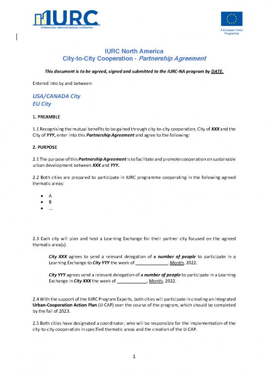 picture Agreement Sample 203041 | Iurc North America Partnership Agreement