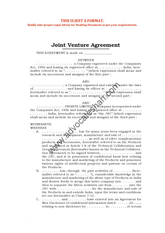 picture_Agreement Contract Sample 202164 | Joint Venture Agreement