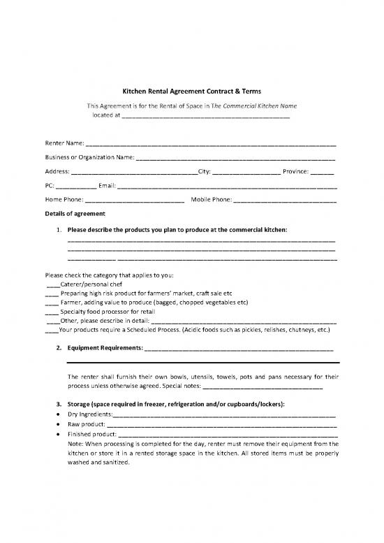 Agreement Contract Sample 202880 Kitchen Rental Agreement Contract   Gbr1 Kitchen Rental Agreement Contract 