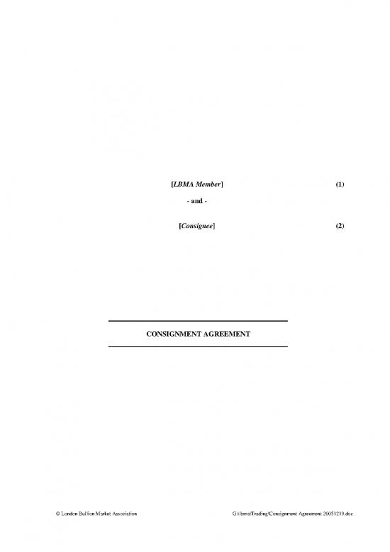 picture Agreement Sample 202185 | Lbma Consignment Agreement 20051219