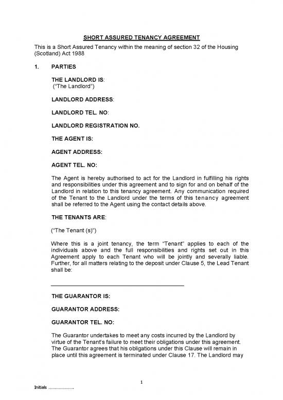 picture Tenant Agreement Template 202340 | Modelshortassuredtenancyagreement