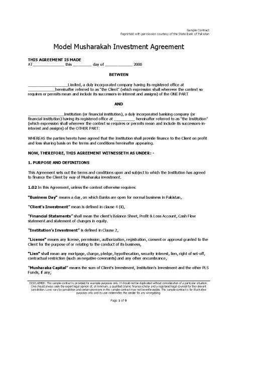 picture1_Investment Agreement Template 201793 | Musharakah Investment Agreement