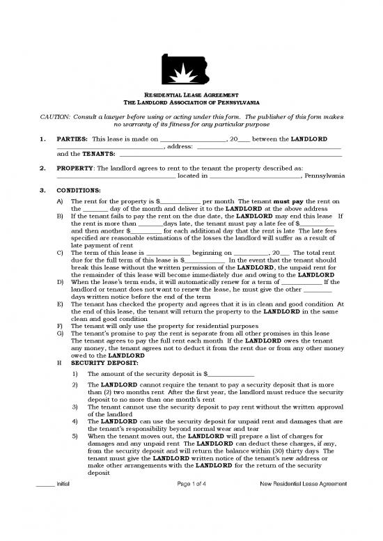 picture Lease Agreement Template 203121 | New Residential Lease Agreement