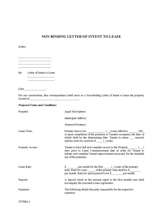 picture1_Lease Template 201757 | Non Binding Letter Of Intent To Lease Free Pdf