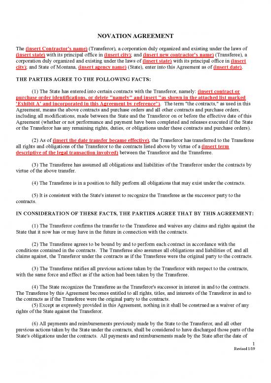 picture Agreement Contract Sample 202174 | Novation Contract Agreement Amendment Form 2019