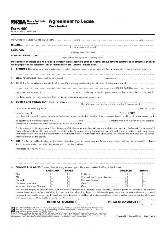 picture Lease Agreement Template 201603 | Orea Form 400