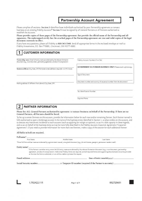 picture Agreement Sample 202800 | Partnership Account Agreement