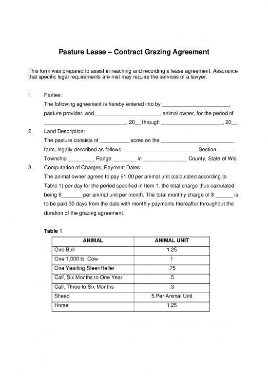 picture Lease Agreement Template 202209 | Pasture Lease
