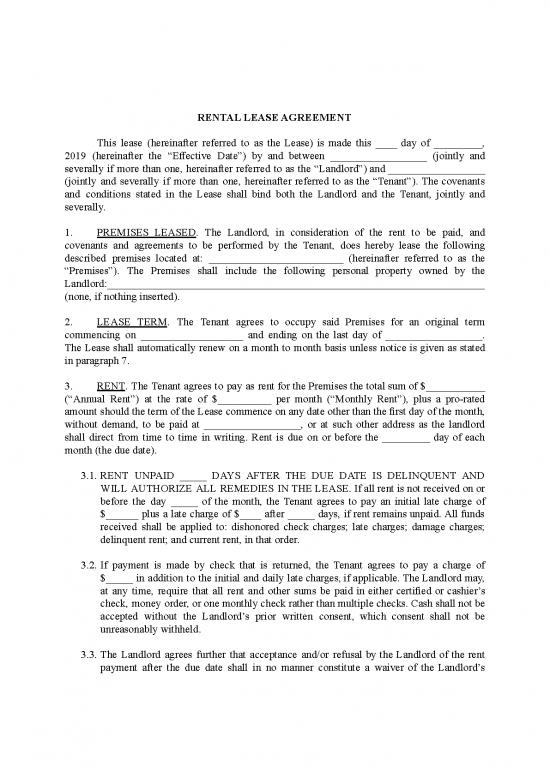 picture Lease Agreement Template 202101 | Pdf Template Basic Rental Lease Agreement Template