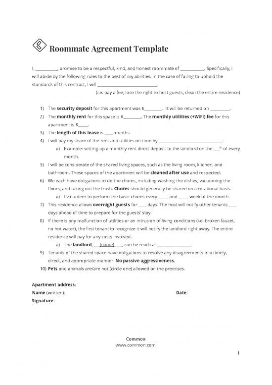 picture1_Agreement Contract Sample 202601 | Roommate Agreement Template