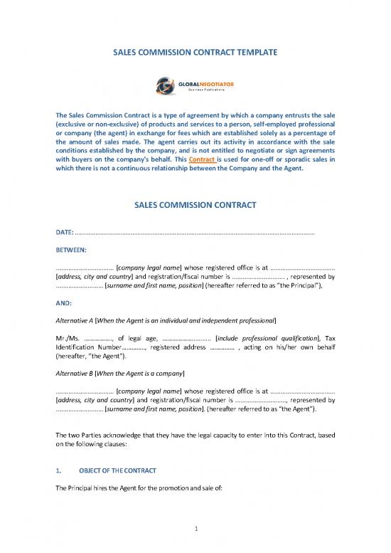 picture Agreement Contract Sample 202870 | Sales Commission Contract Agreement Template Sample