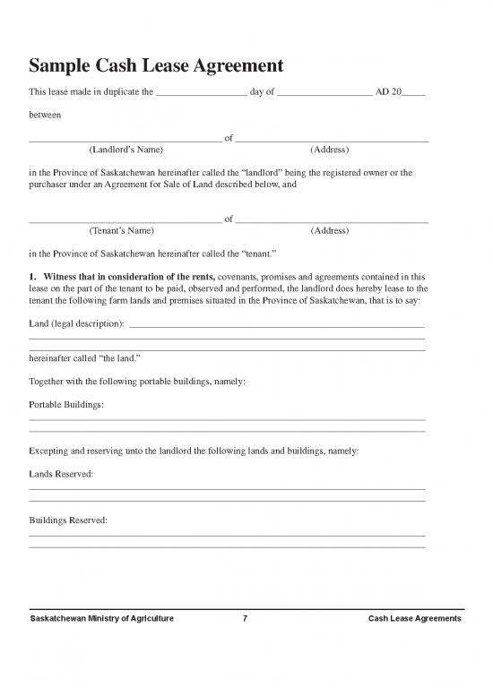 picture Lease Agreement Template 202834 | Sample Cash Lease Agreement