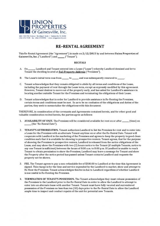 picture Lease Agreement Template 201786 | Sample Re Rental Agreement