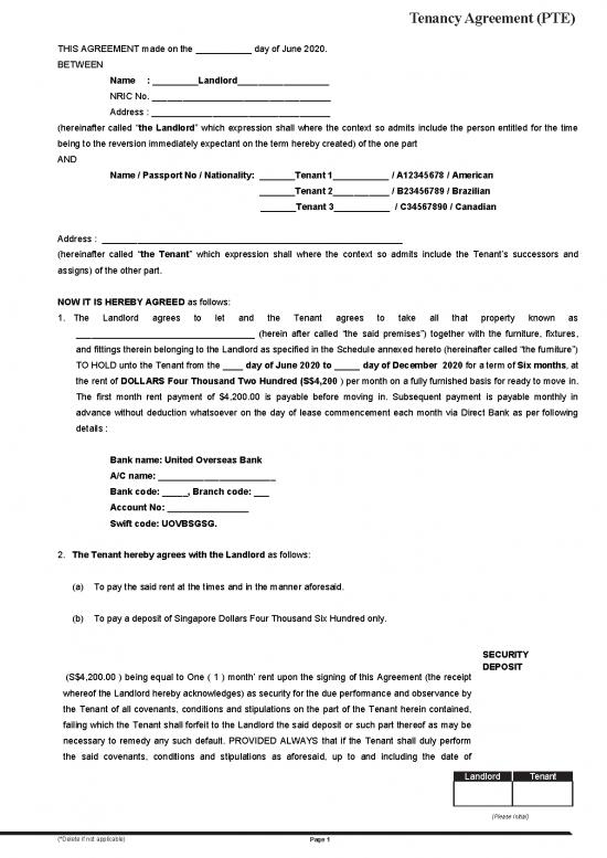 picture Tenant Agreement Template 201520 | Sample Tenancy Agreement