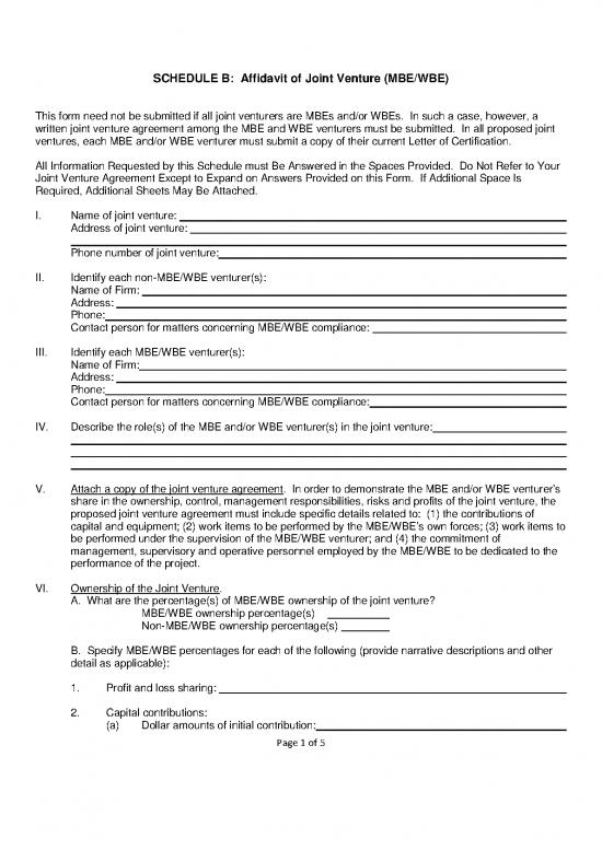 Agreement Form 202562 Schedule B Affidavit Of Joint Venture 2