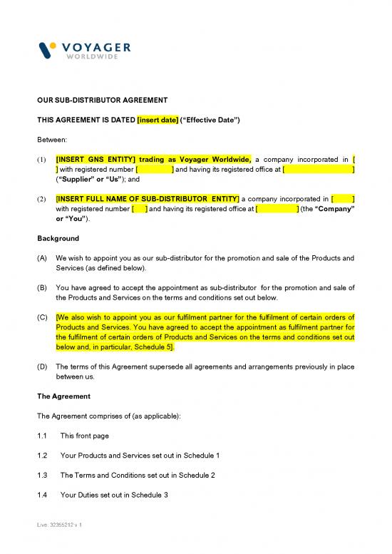 picture Agreement Sample 202307 | Sub Distributor 23072020lc Final 1