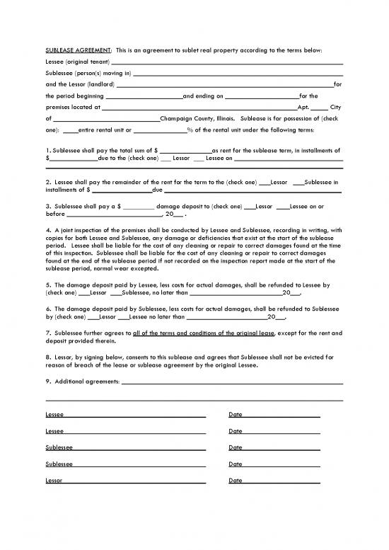 picture Tenant Agreement Template 201978 | Sublease
