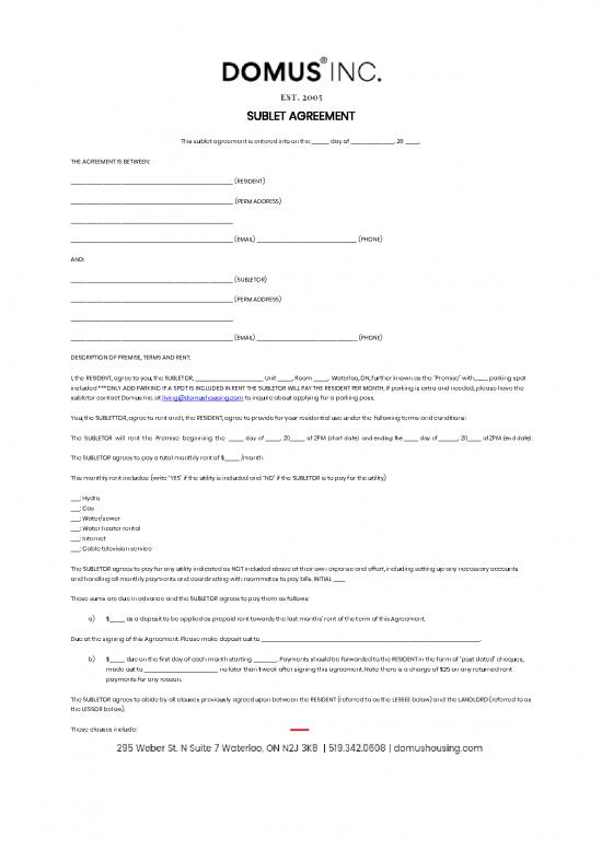 picture Agreement Sample 202703 | Sublet Lease