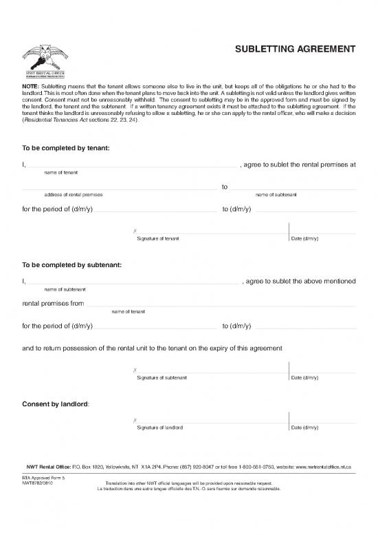 picture Tenant Agreement Template 203093 | Subletting Agreement En