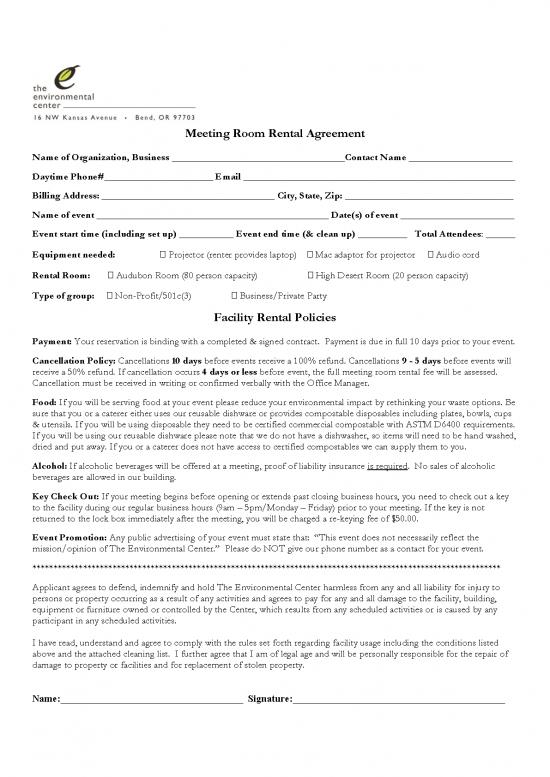 picture Agreement Contract Sample 201581 | Tec Facility Rental Agreement 2016